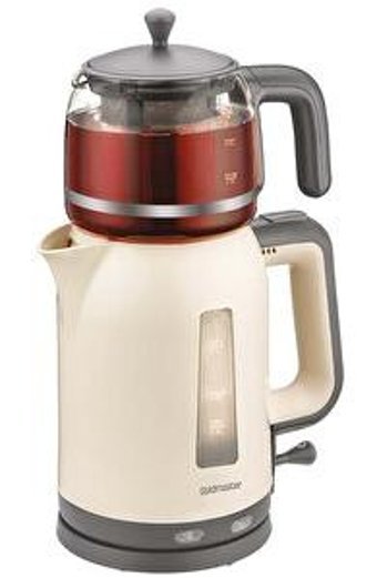 Goldmaster Fulya Otomatik Çelik Demlikli 2200 W Işıklı Çelik Gövdeli Gold Retro Çay Makinesi