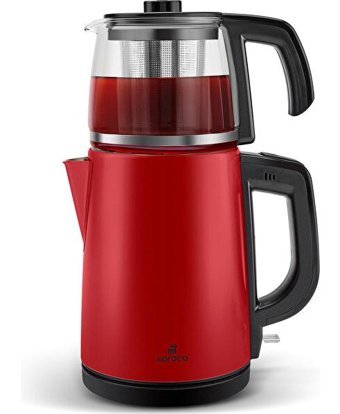 Karaca Tea Glass Cam Demlikli 1650 W Işıklı Çelik Gövdeli İnox Çay Makinesi