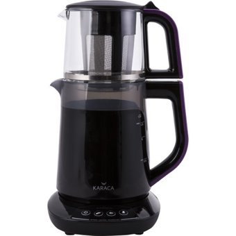 Karaca Demfit 2501 Cam Demlikli 1700 W Işıklı Plastik Gövdeli Siyah Çay Makinesi