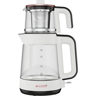 Arçelik Cam Demlikli 1900 W Cam Gövdeli Beyaz Çay Makinesi