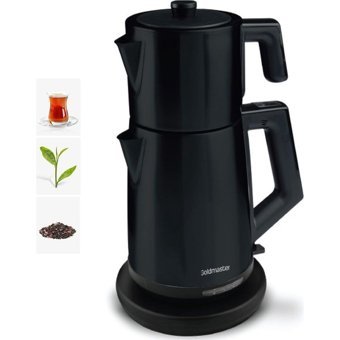Goldmaster PT 3248S ProFlavor Otomatik Cam Demlikli 2200 W Işıklı Plastik Gövdeli Siyah Retro Çay Makinesi