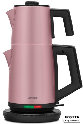 Goldmaster Hoşsefa Otomatik Çelik Demlikli 2200 W Işıklı Çelik Gövdeli Gri Retro Çay Makinesi