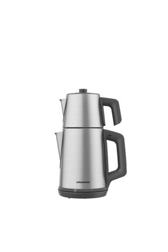 Grundig CM 4020 I Otomatik Çelik Demlikli 1800 W Işıklı Çelik Gövdeli Gri Retro Çay Makinesi