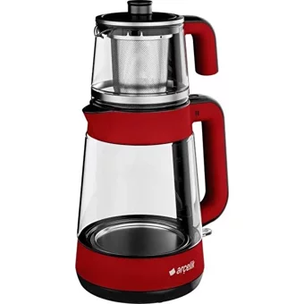 Arçelik CM 6964 K Resital Cam Demlikli 1900 W Işıklı Cam Gövdeli Kırmızı Çay Makinesi