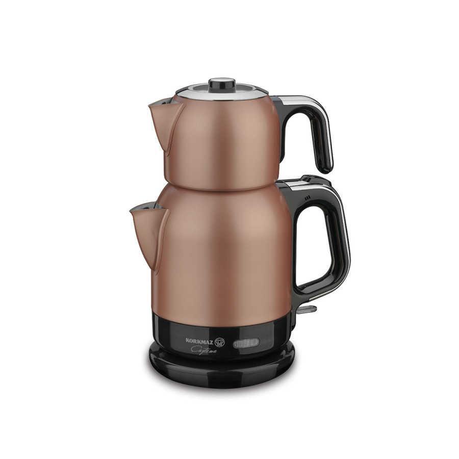 Korkmaz Çaytema Çelik Demlikli 1600 W Çelik Gövdeli Rose Gold Çay Makinesi