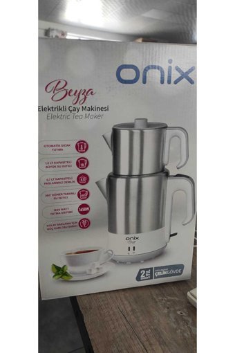 Onix Otomatik Çelik Demlikli 1650 W Işıklı Çelik Gövdeli İnox Retro Çay Makinesi