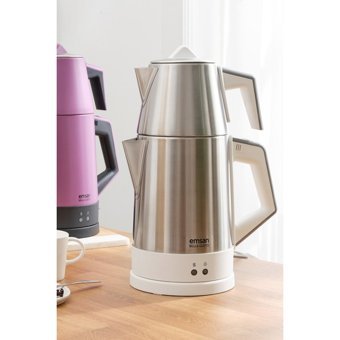 Emsan Bella Gusto Çelik Demlikli 1800 W Işıklı Çelik Gövdeli Gold Retro Çay Makinesi