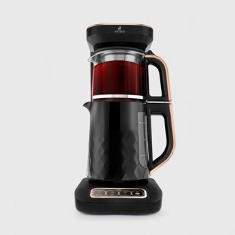 Karaca Çaysever Robotea Pro Quartz 4 İn 1 Konuşan Otomatik Cam Demlikli 2500 W Plastik Gövdeli Rose Gold Siyah Çay Makinesi