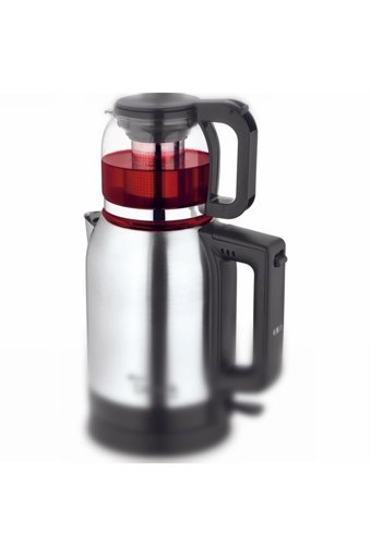 Nyse Aura Otomatik Cam Demlikli 2200 W Işıklı Çelik Gövdeli İnox Retro Çay Makinesi
