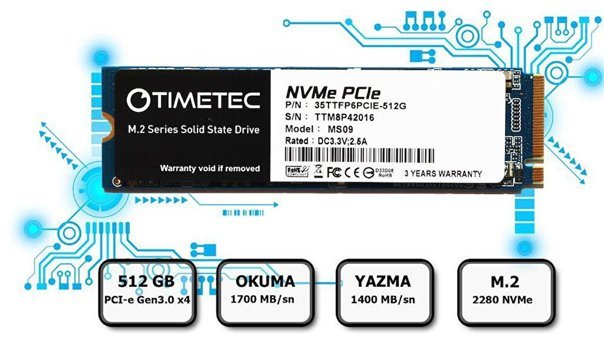 Timetec 35TTFP6PCIE PCIe 512 GB M2 SSD