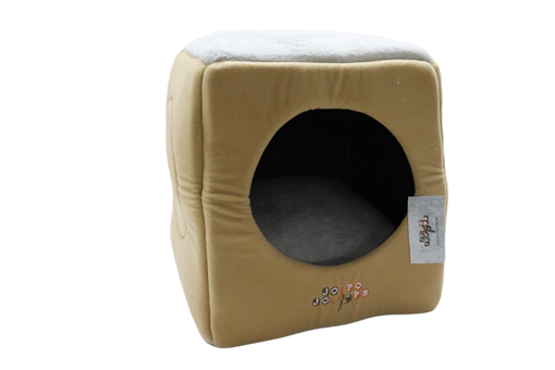 Jojo Pops Küp Tek Katlı İç Mekan Kumaş Kedi Evi Açık Kahverengi