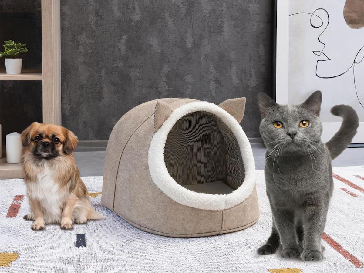 Çeyiz Diyarı Astronot Tek Katlı İç Mekan Kumaş Kedi Evi Açık Kahverengi