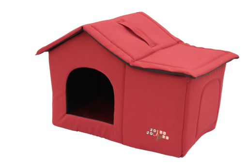 Jojo Pops Üçgen Tek Katlı İç Mekan Kumaş Kedi Evi Bordo