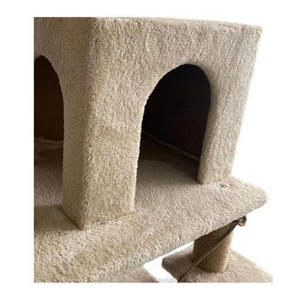 Nursoft Kule Çok Katlı İç Mekan Ahşap Kedi Evi Bej