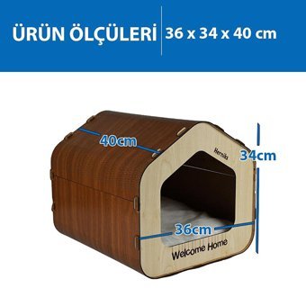 Herniks Beşgen Tek Katlı İç Mekan Ahşap Kedi Evi Kahverengi