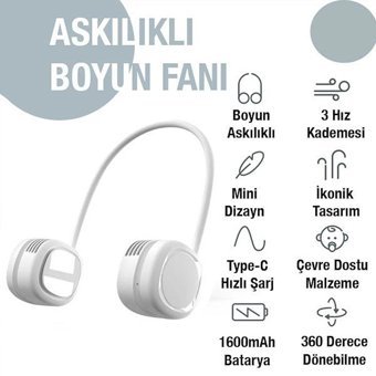 Polhammobile İyonizerli Boyun Askılı Vantilatör Beyaz