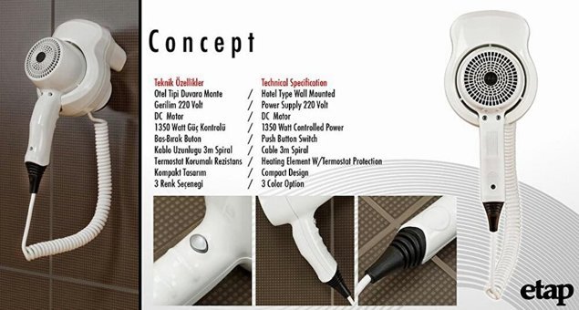 Etap EE 186 1350 W Otel Tipi Saç Kurutma Makinesi