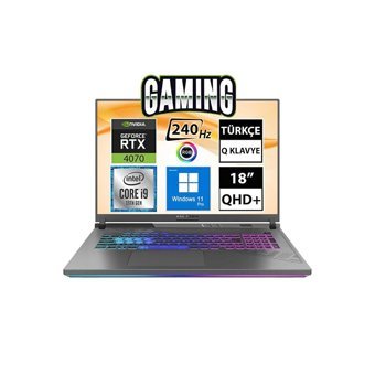 Asus Rog Strix G18 G814JI-N6141A11 Harici GeForce RTX 4070 Intel Core i9 16 GB Ram DDR5 1 TB SSD 18 inç QHD+ Windows 11 Pro Gaming Notebook Laptop