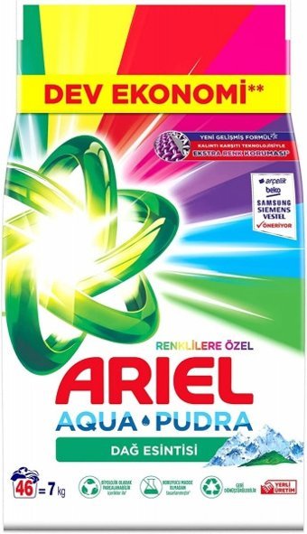 Ariel Aquapudra Dağ Esintisi Renkliler İçin 46 Yıkama Toz Deterjan 7 kg