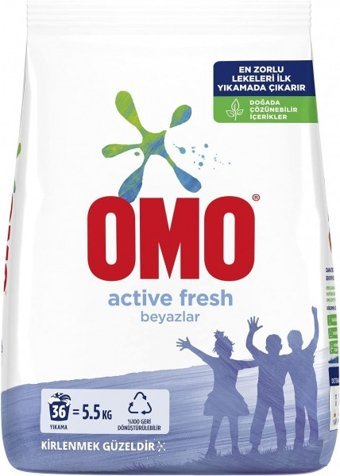 Omo Active Fresh Beyazlar İçin 36 Yıkama Toz Deterjan 5.5 kg