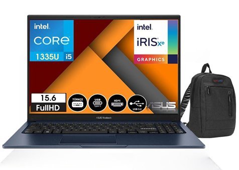 Asus Vivobook X1504VA-NJ08201 Dahili Intel Core i5 8 GB Ram DDR4 256 GB SSD 15.6 inç Full HD FreeDos Laptop