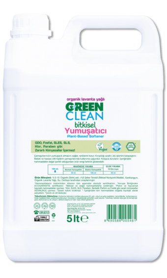 U Green Clean Organik Yağlı 100 Yıkama Yumuşatıcı 5 lt