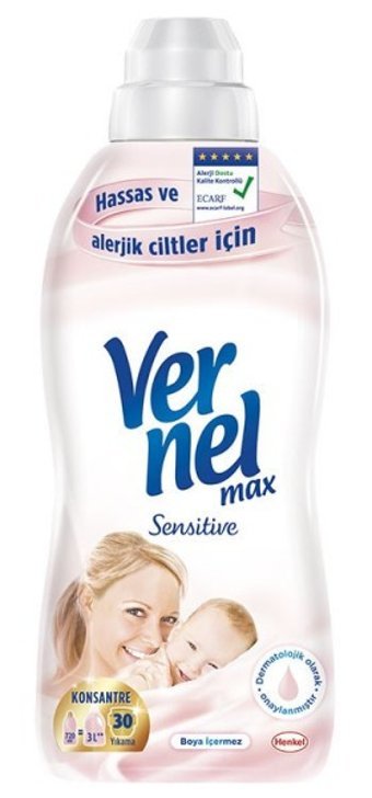 Vernel Max Sensitive Konsantre 30 Yıkama Yumuşatıcı 750 ml