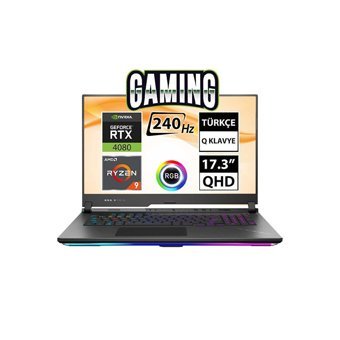 Asus Rog Strix Scar 17 G733PZ-LL062A6 Harici GeForce RTX 4080 AMD Ryzen 9 64 GB Ram DDR5 512 GB + 1 TB SSD 17.3 inç QHD FreeDos Gaming Notebook Laptop