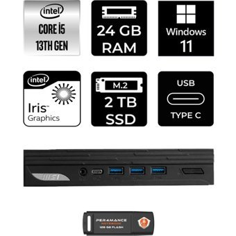 Msı Pro DP10 Intel Core I5 1340P 24GB 2tb SSD W11H Mini Pc & Per4 USB Bellek 13M002EUP324