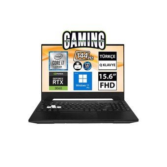 Asus TUF DASH F15 FX517ZM-HN073A8 Harici GeForce RTX 3060 Intel Core i7 16 GB Ram DDR4 1 TB SSD 15.6 inç Full HD Windows 11 Pro Gaming Notebook Laptop