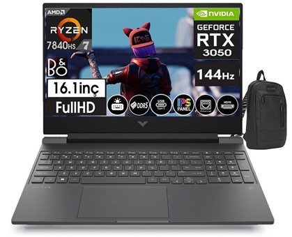 HP Victus S0014NT 888Q26EA05 Harici GeForce RTX 4060 AMD Ryzen 7 32 GB Ram DDR5 1 TB SSD 16.1 inç Full HD FreeDos Gaming Notebook Laptop