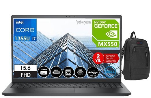 Dell Vostro 3530 WN1806PVNB3530U18 Harici GeForce MX 550 Intel Core i7 8 GB Ram DDR4 512 GB SSD 15.6 inç Full HD Windows 11 Home Laptop