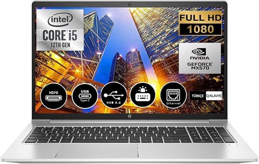 HP Probook 450 G9 6S6Y9EA07 Harici GeForce MX 570 Intel Core i5 32 GB Ram DDR4 256 GB SSD 15.6 inç Full HD FreeDos Laptop