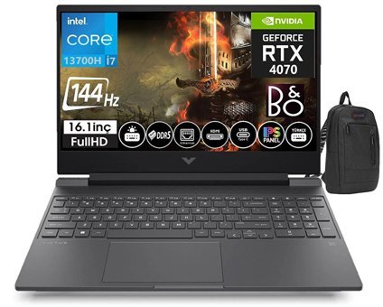 HP Victus 16-R0008NT 77P633EA01 Harici GeForce RTX 4070 Intel Core i7 16 GB Ram DDR5 1 TB SSD 16.1 inç Full HD FreeDos Gaming Notebook Laptop