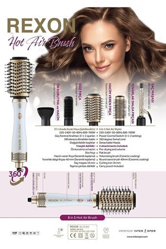 Rexon 5in1 Hot Air Brush 33 mm Seramik Saç Maşası