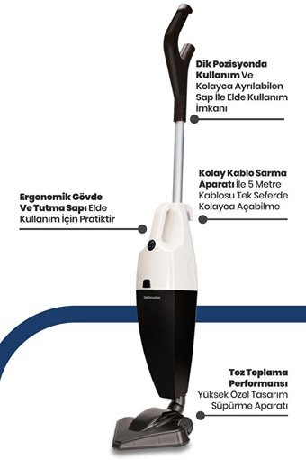 Goldmaster 800 W Kablolu Dikey Süpürge Beyaz