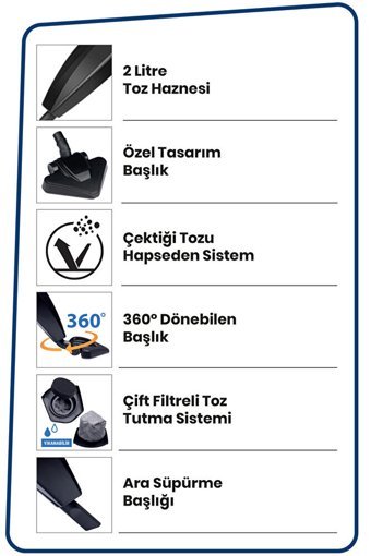 Goldmaster 800 W Kablolu Dikey Süpürge Beyaz