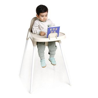 Baby Plus Star Plastik Emniyet Kemeri 25 kg Kapasiteli Tepsili Katlanır Portatif Mama Sandalyesi Bej