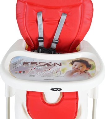 Prego 0623 Essen Plastik Emniyet Kemeri 15 kg Kapasiteli Tepsili Katlanır Mama Sandalyesi Kırmızı