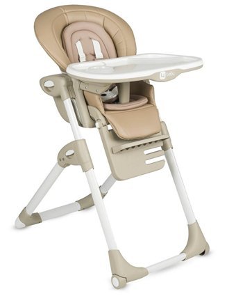 4 Baby AB-100 Formula Deri Emniyet Kemeri 15 kg Kapasiteli Tekerlekli Tepsili Katlanır Portatif Mama Sandalyesi Kahverengi