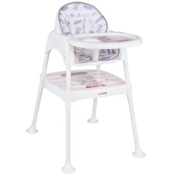 Babydoor Plastik Emniyet Kemeri 18 kg Kapasiteli Tepsili Mama Sandalyesi Pembe