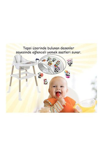 Baby Jem Plastik Emniyet Kemeri Tepsili Katlanır Portatif Mama Sandalyesi Krem