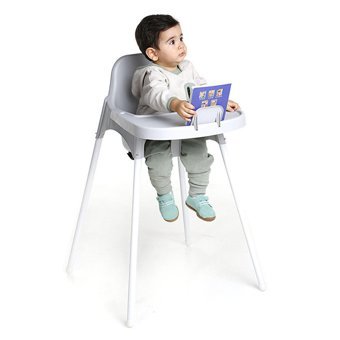 Baby Plus Star Plastik Emniyet Kemeri 25 kg Kapasiteli Tepsili Katlanır Portatif Mama Sandalyesi Gri