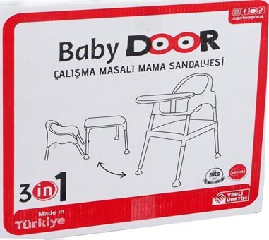 Babydoor Breeze Plastik Emniyet Kemeri 18 kg Kapasiteli Tepsili Mama Sandalyesi Sarı