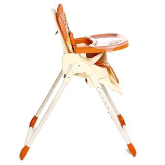 Baby Plus Sweet Plastik Emniyet Kemeri 15 kg Kapasiteli Tepsili Katlanır Mama Sandalyesi Turuncu