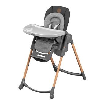 Maxi-Cosi Ahşap-Plastik Emniyet Kemeri Tekerlekli Tepsili Katlanır Mama Sandalyesi Gri