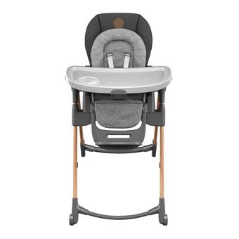 Maxi-Cosi Ahşap-Plastik Emniyet Kemeri Tekerlekli Tepsili Katlanır Mama Sandalyesi Gri