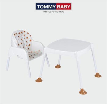Tommybaby Plastik Emniyet Kemeri Tepsili Katlanır Portatif Mama Sandalyesi Kahverengi