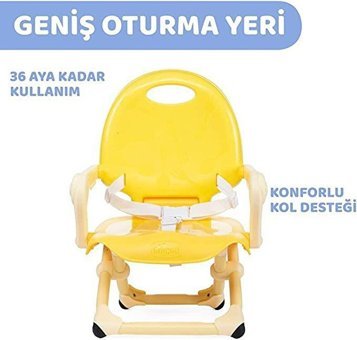 Chicco Pocket Snack Plastik Emniyet Kemeri Tepsili Katlanır Portatif Mama Sandalyesi Sarı