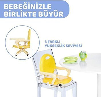 Chicco Pocket Snack Plastik Emniyet Kemeri Tepsili Katlanır Portatif Mama Sandalyesi Sarı